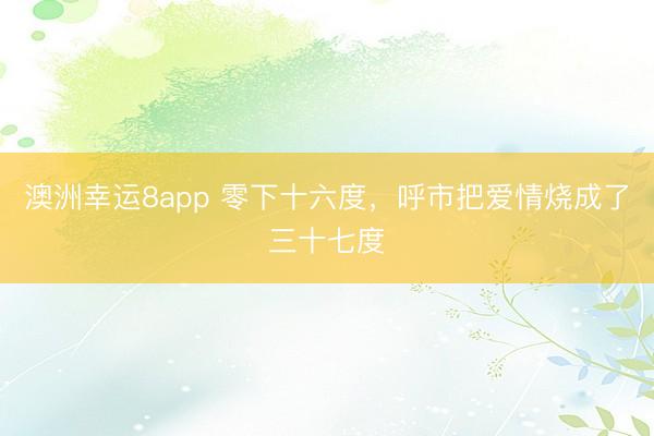 澳洲幸运8app 零下十六度,呼市把爱情烧成了三十七度