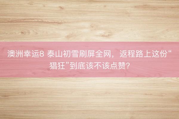 澳洲幸运8 泰山初雪刷屏全网,返程路上这份“猖狂”到底该不该点赞?