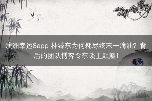 澳洲幸运8app 林臻东为何耗尽终末一滴油？背后的团队博弈令东谈主颠簸！